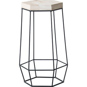 Miz 1 Piece 19.7" H Solid Wood Coffee Table End Sofa Side Snack Accent Table Modern metal Wooden Hexagon Plant Stand