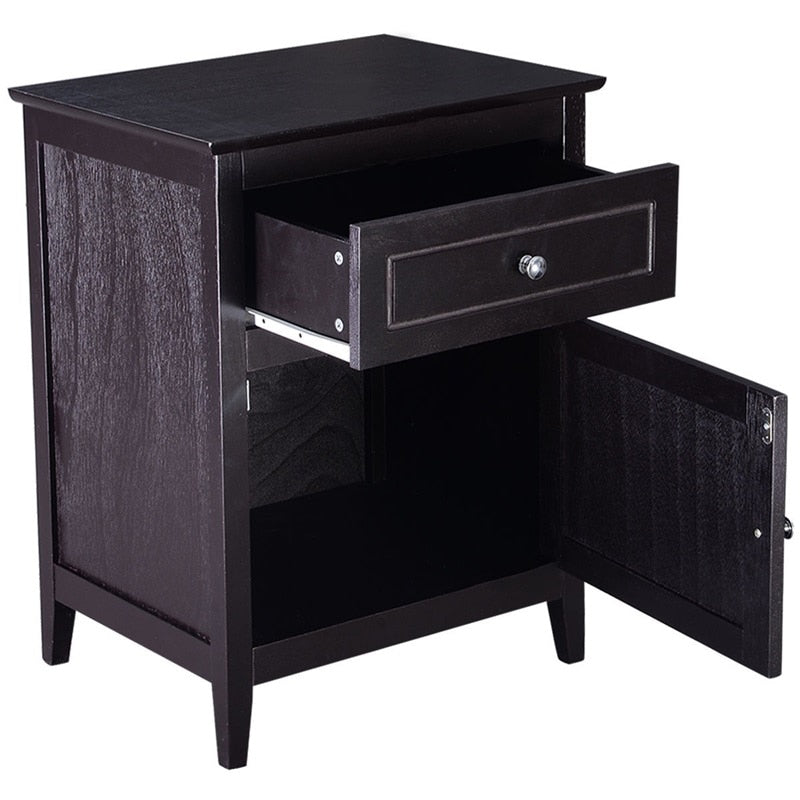 Modern Beech wood Cabinet Storage Bedside Nightstands Accent End Table Bedroom Furniture HW51531