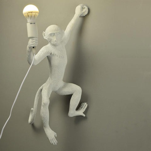 Resin Black White Gold Monkey Lamp Pendant Light For Living Room Lamps Art Parlor Study Room Led Lights lustre With E27 Led Bulb