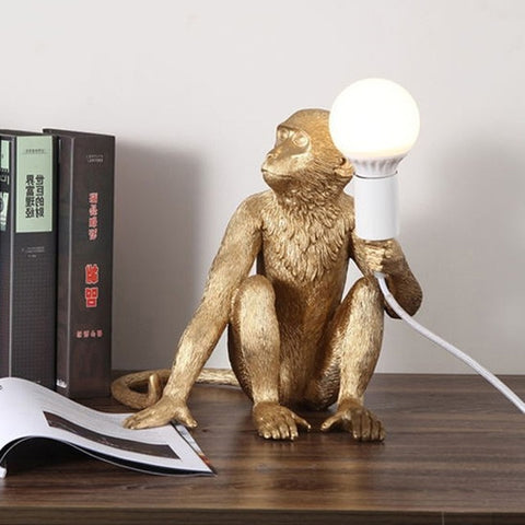 Resin Black White Gold Monkey Lamp Pendant Light For Living Room Lamps Art Parlor Study Room Led Lights lustre With E27 Led Bulb