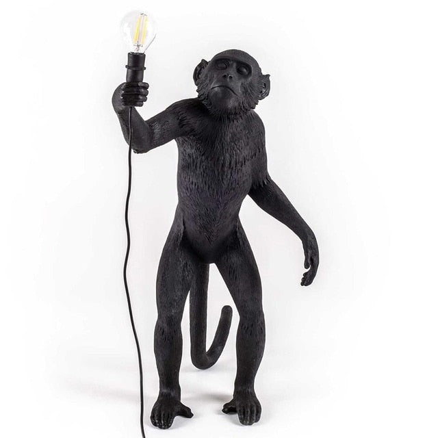 Resin Black White Gold Monkey Lamp Pendant Light For Living Room Lamps Art Parlor Study Room Led Lights lustre With E27 Led Bulb