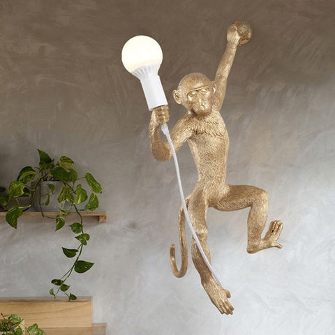 Resin Black White Gold Monkey Lamp Pendant Light For Living Room Lamps Art Parlor Study Room Led Lights lustre With E27 Led Bulb