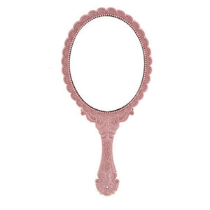 Creative Retro Pattern Handle Makeup Mirror Makeup Mirror Portable Carry-On Lace Mirror Hand-Held Mirror