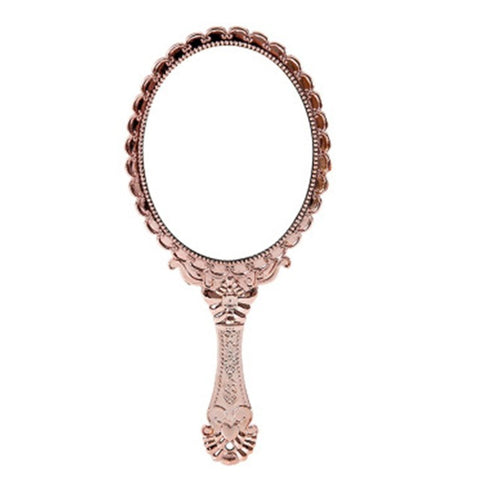 Creative Retro Pattern Handle Makeup Mirror Makeup Mirror Portable Carry-On Lace Mirror Hand-Held Mirror