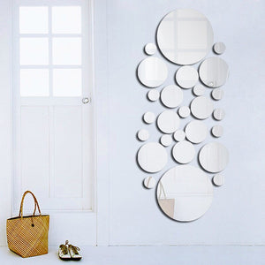 Geometric Circle 3D Stereo Removable Mirror Wall Sticker Home Background Decoration Home Decoration Accessories Round Mirror