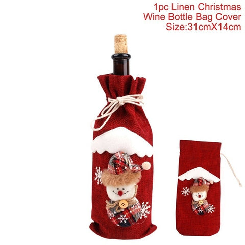 FENGRISE Santa Claus Wine Bottle Cover Christmas Decorations For Home 2019 Christmas Stocking Gift Navidad New Year's Decor 2020