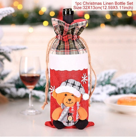 FENGRISE Santa Claus Wine Bottle Cover Christmas Decorations For Home 2019 Christmas Stocking Gift Navidad New Year's Decor 2020