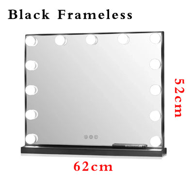 Hollywood Style Frameless Lighted Vanity Makeup Mirror with Lights Adjustable Brightness Mirrors Beauty Salon Cosmetic Artist