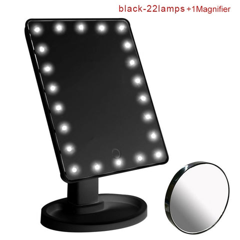 Mioor Adjustable 20/16 LEDs Lighted Makeup Mirror Touch Screen Portable Magnifying Vanity Tabletop Lamp Cosmetic Mirror Make Up