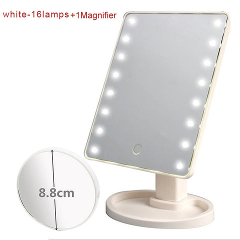 Mioor Adjustable 20/16 LEDs Lighted Makeup Mirror Touch Screen Portable Magnifying Vanity Tabletop Lamp Cosmetic Mirror Make Up