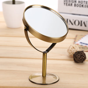 BlueZOONEW Bronze Double Side Hairdressing Mirror Desk Makeup Mirror 1:2 Magnifying Function glass cosmetic mirror