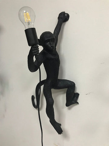 Resin Black White Gold Monkey Lamp Pendant Light For Living Room Lamps Art Parlor Study Room Led Lights lustre With E27 Led Bulb