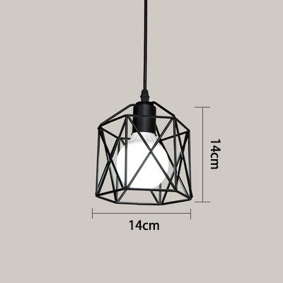 Nordic Kitchen Pendant Lights White Black Metal Cage Lampshade Dining Room E27 LED Ceiling Hanging Lamp for Home Living Room Bar
