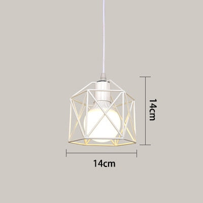 Nordic Kitchen Pendant Lights White Black Metal Cage Lampshade Dining Room E27 LED Ceiling Hanging Lamp for Home Living Room Bar