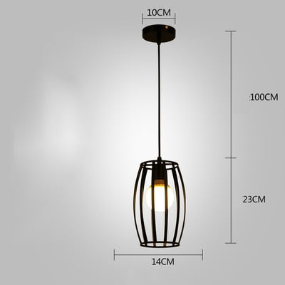 Nordic Kitchen Pendant Lights White Black Metal Cage Lampshade Dining Room E27 LED Ceiling Hanging Lamp for Home Living Room Bar