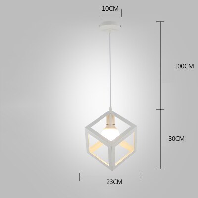 Nordic Kitchen Pendant Lights White Black Metal Cage Lampshade Dining Room E27 LED Ceiling Hanging Lamp for Home Living Room Bar