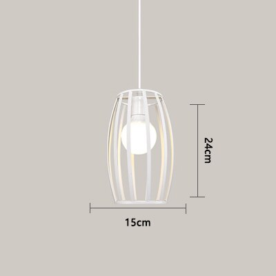 Nordic Kitchen Pendant Lights White Black Metal Cage Lampshade Dining Room E27 LED Ceiling Hanging Lamp for Home Living Room Bar