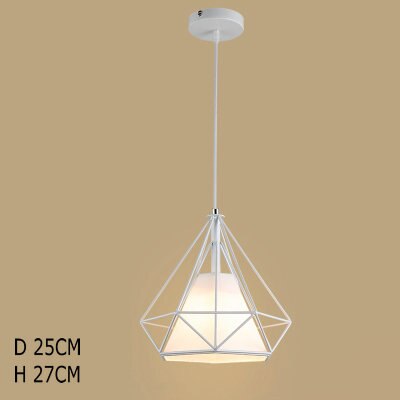 Nordic Kitchen Pendant Lights White Black Metal Cage Lampshade Dining Room E27 LED Ceiling Hanging Lamp for Home Living Room Bar