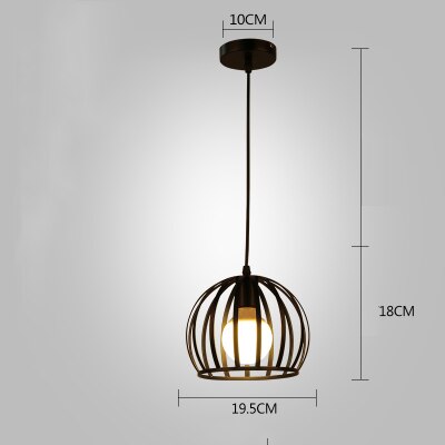 Nordic Kitchen Pendant Lights White Black Metal Cage Lampshade Dining Room E27 LED Ceiling Hanging Lamp for Home Living Room Bar