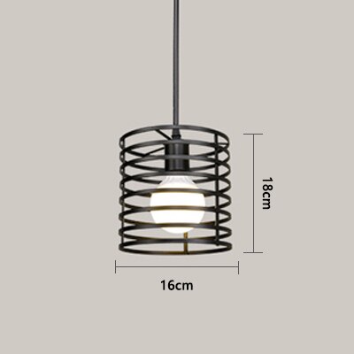 Nordic Kitchen Pendant Lights White Black Metal Cage Lampshade Dining Room E27 LED Ceiling Hanging Lamp for Home Living Room Bar