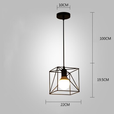 Nordic Kitchen Pendant Lights White Black Metal Cage Lampshade Dining Room E27 LED Ceiling Hanging Lamp for Home Living Room Bar