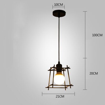 Nordic Kitchen Pendant Lights White Black Metal Cage Lampshade Dining Room E27 LED Ceiling Hanging Lamp for Home Living Room Bar