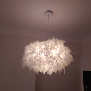 Modern Luxury Feather Droplight Romantic Hanging Dome Lamp Lamparas Pendant Luminaria Chandelier For Living Room Bedroom