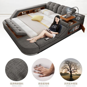 Europe and America fabric cloth bed massage Modern Soft Beds Home Bedroom Furniture cama muebles de dormitorio / camas quarto