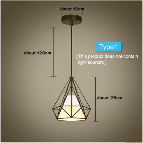 Modern cage Pendant Light Black Iron Hanging Cage Vintage Led Bulb E27 for Dining Room Restaurant Bar Counter Industrial Loft