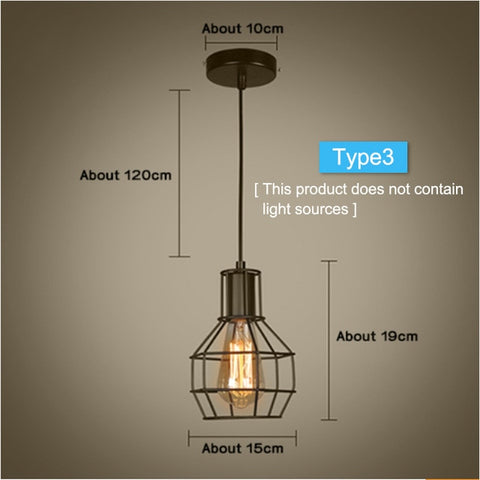 Modern cage Pendant Light Black Iron Hanging Cage Vintage Led Bulb E27 for Dining Room Restaurant Bar Counter Industrial Loft
