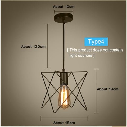 Modern cage Pendant Light Black Iron Hanging Cage Vintage Led Bulb E27 for Dining Room Restaurant Bar Counter Industrial Loft