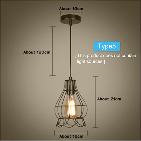 Modern cage Pendant Light Black Iron Hanging Cage Vintage Led Bulb E27 for Dining Room Restaurant Bar Counter Industrial Loft