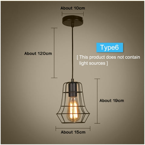 Modern cage Pendant Light Black Iron Hanging Cage Vintage Led Bulb E27 for Dining Room Restaurant Bar Counter Industrial Loft