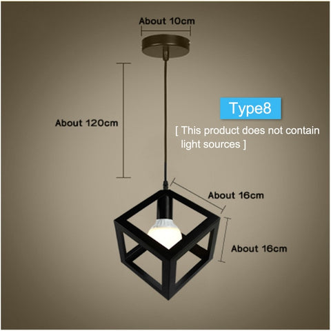 Modern cage Pendant Light Black Iron Hanging Cage Vintage Led Bulb E27 for Dining Room Restaurant Bar Counter Industrial Loft