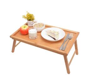 SUFEILE Wooden Folding Laptop Table Breakfast Serving Bed Trays, Adjustable Foldable with Flip Top and Legs Computer desk stand