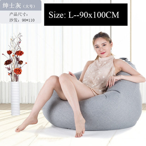 Bean Bag Sofa Cover Chairs Pouf Puff Couch Cotton Linen Cloth Lazy BeanBag Sofas Without Filling Lounger Seat Tatami Furniture