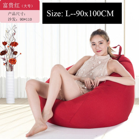 Bean Bag Sofa Cover Chairs Pouf Puff Couch Cotton Linen Cloth Lazy BeanBag Sofas Without Filling Lounger Seat Tatami Furniture