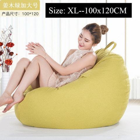 Bean Bag Sofa Cover Chairs Pouf Puff Couch Cotton Linen Cloth Lazy BeanBag Sofas Without Filling Lounger Seat Tatami Furniture