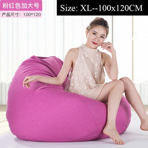 Bean Bag Sofa Cover Chairs Pouf Puff Couch Cotton Linen Cloth Lazy BeanBag Sofas Without Filling Lounger Seat Tatami Furniture