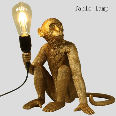 Modern Resin Monkey Pendant Lights Nordic Monkey Hemp Rope Hanging Lamp Dining Room Bar Cafe Wall Floor Table Artlight Fixture