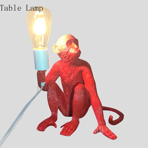 Modern Resin Monkey Pendant Lights Nordic Monkey Hemp Rope Hanging Lamp Dining Room Bar Cafe Wall Floor Table Artlight Fixture
