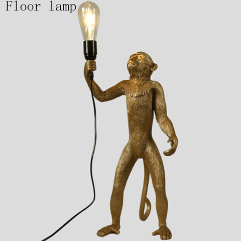 Modern Resin Monkey Pendant Lights Nordic Monkey Hemp Rope Hanging Lamp Dining Room Bar Cafe Wall Floor Table Artlight Fixture