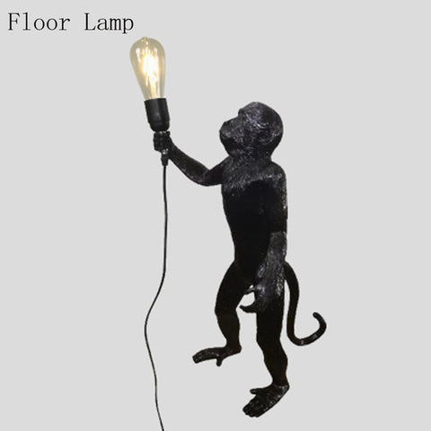 Modern Resin Monkey Pendant Lights Nordic Monkey Hemp Rope Hanging Lamp Dining Room Bar Cafe Wall Floor Table Artlight Fixture