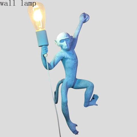 Modern Resin Monkey Pendant Lights Nordic Monkey Hemp Rope Hanging Lamp Dining Room Bar Cafe Wall Floor Table Artlight Fixture