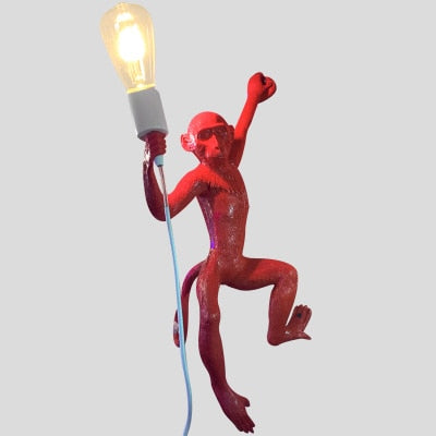 Modern Resin Monkey Pendant Lights Nordic Monkey Hemp Rope Hanging Lamp Dining Room Bar Cafe Wall Floor Table Artlight Fixture