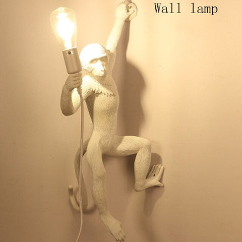 Modern Resin Monkey Pendant Lights Nordic Monkey Hemp Rope Hanging Lamp Dining Room Bar Cafe Wall Floor Table Artlight Fixture