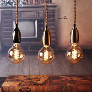 Nordic Hemp Rope Pendant Lights Fixture E27 LED Modern Creative Hanging Lamp Industrial Retro Lampen DIY for Bedroom Living Room