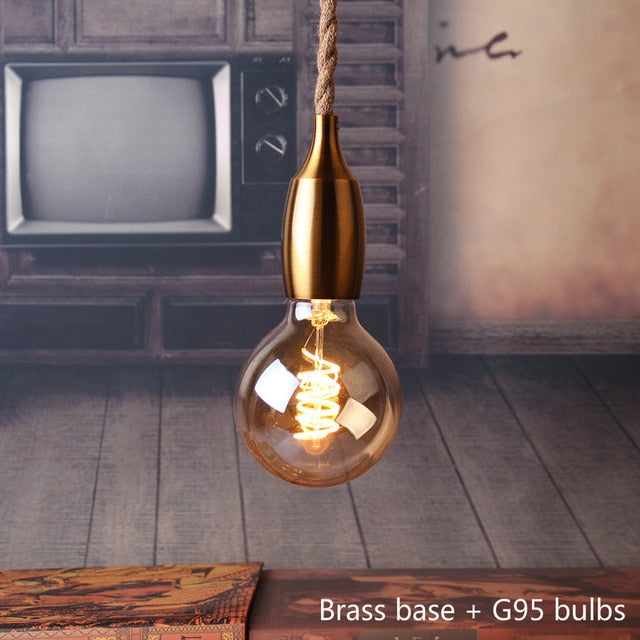 Nordic Hemp Rope Pendant Lights Fixture E27 LED Modern Creative Hanging Lamp Industrial Retro Lampen DIY for Bedroom Living Room