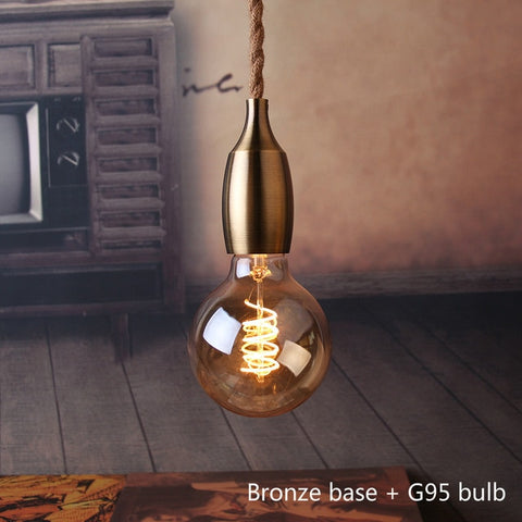 Nordic Hemp Rope Pendant Lights Fixture E27 LED Modern Creative Hanging Lamp Industrial Retro Lampen DIY for Bedroom Living Room