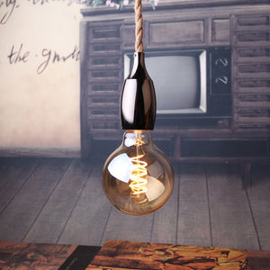 Nordic Hemp Rope Pendant Lights Fixture E27 LED Modern Creative Hanging Lamp Industrial Retro Lampen DIY for Bedroom Living Room